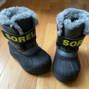 Sorel Black Kids Boots with Faux Fur Lining